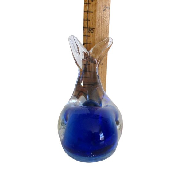 Glass Whale Figurine - Cobalt Blue & Clear Art Glass - Vintage Collectible - Picture 5 of 5